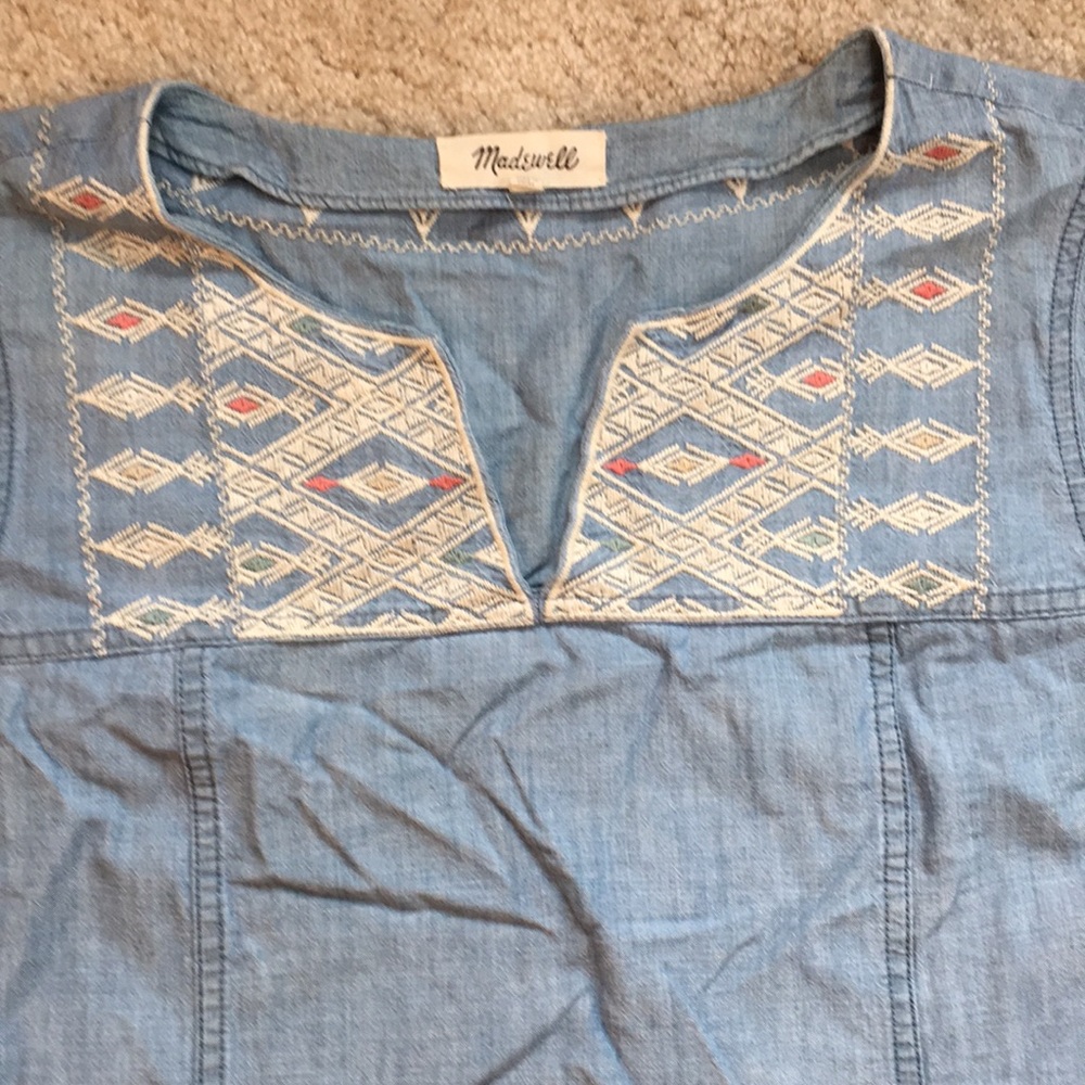 Madewell Blue and White Embroidered Dress - Picture 5 of 9